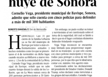 Alcalde reconoce tener 5 policías para cuidar zona de la familia LeBarón