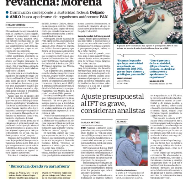 UNIVERSAL: recorte millonario al INE no se trata de revancha