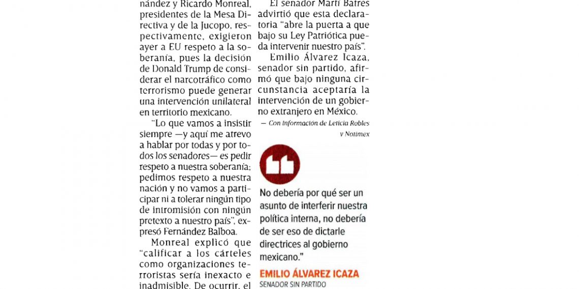 EXCELSIOR Rechazo legislativo a anuncio de Trump