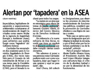 REFORMA Alertan por “tapadera” en la ASEA