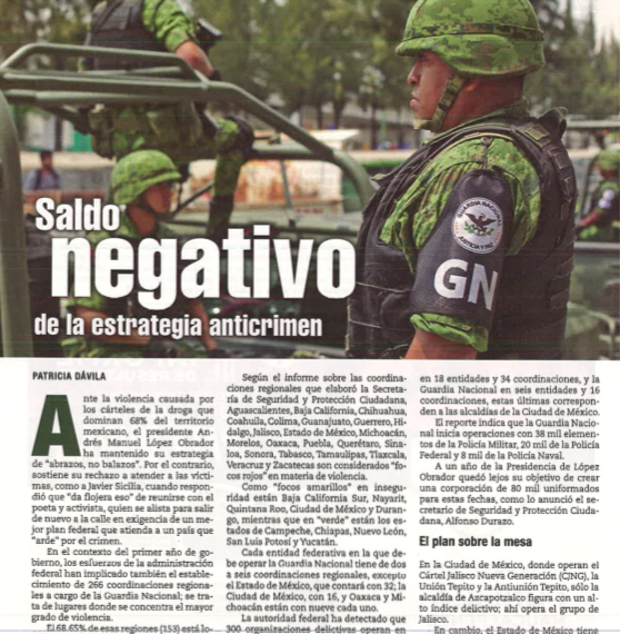 PROCESO Saldo negativo en estrategia anticrimen