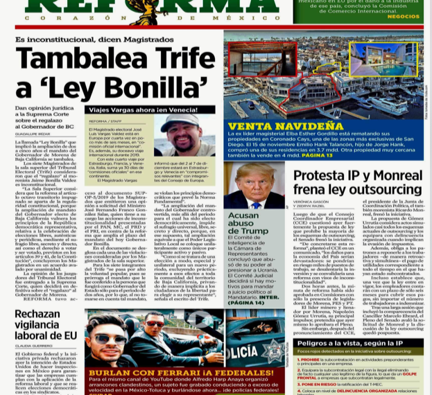 REFORMA Tambalea Trife a “Ley Bonilla