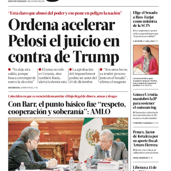 JORNADA Ordena Pelosi acelerar juicio contra Trump