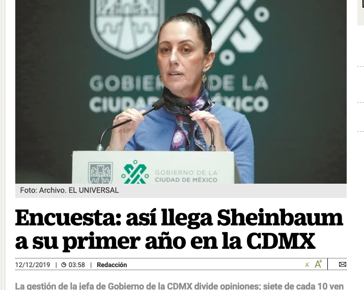 UNIVERSAL Llega Sheinbaum con 42% de aprobación a 1 año