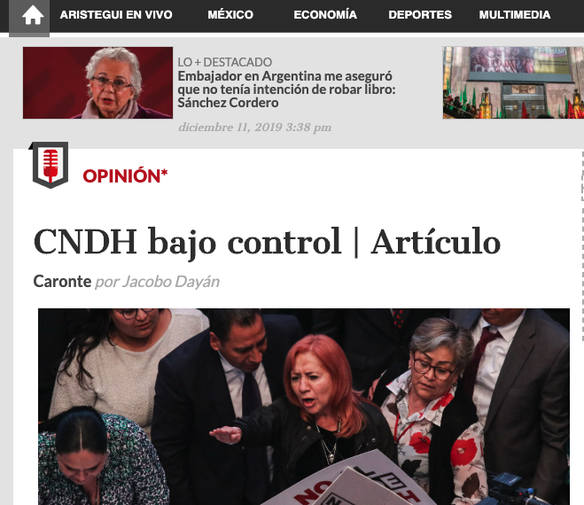 ARISTEGUI crítica dura a la Presidenta de la CNDH y al titular del Ejecutivo.