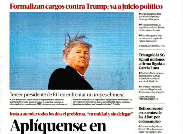 Jornada formalizan cargos contra Trump, va a juicio político