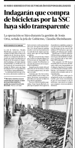 Indagarán transparencia en compra de bicis por la SSC
