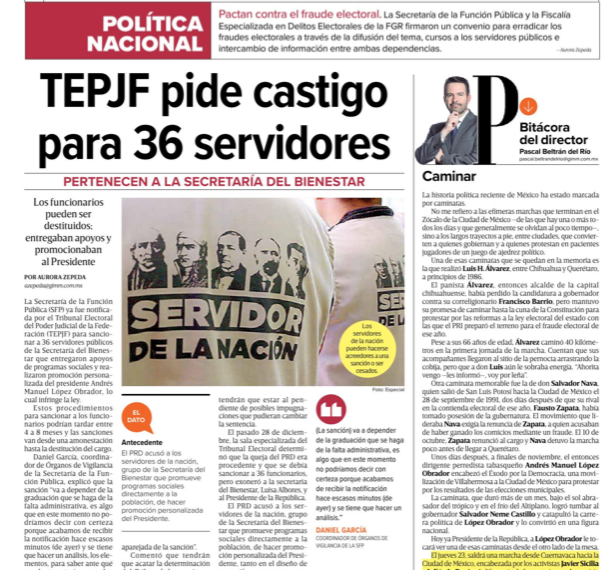 Castigo a servidores que entregaban apoyo y promocionaban al Presidente