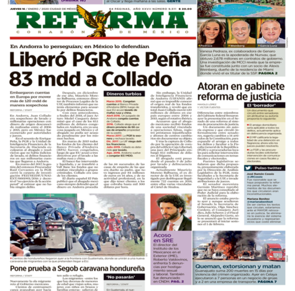 Liberó PGR de Peña 83 mdd a Collado