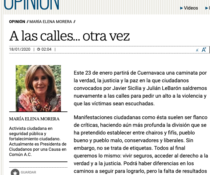 A las calles… otra vez (Caravana por la verdad, justicia y la paz)