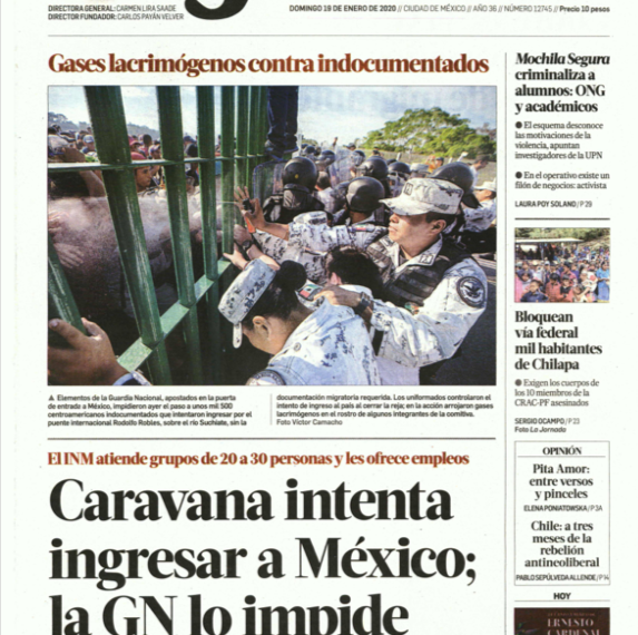 Caravana migrante intenta ingresar a México, GN lo impide