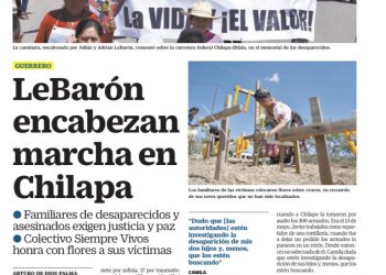 LeBarón encabezan marcha en Chilapa