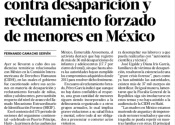 Revisa CIDH acciones contra desaparición y reclutamiento de menores en Mx