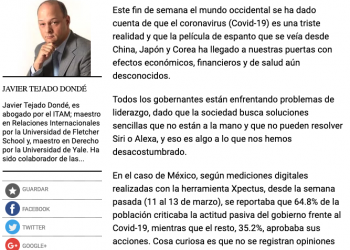 Llegamos divididos, en tercios, a enfrentar el coronavirus