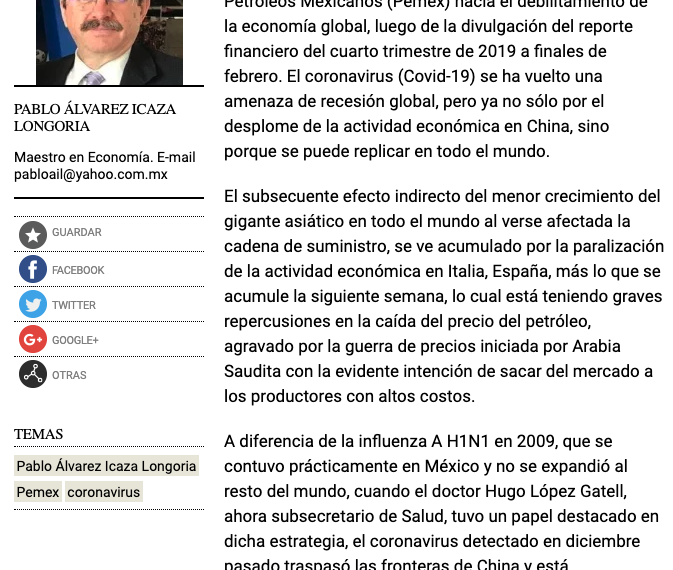 Recesión mundial, principal riesgo para México