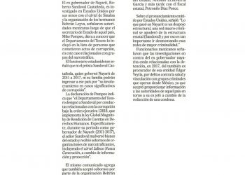 Incluye Washington a Roberto Sandoval en lista de políticos ligados a corrupción