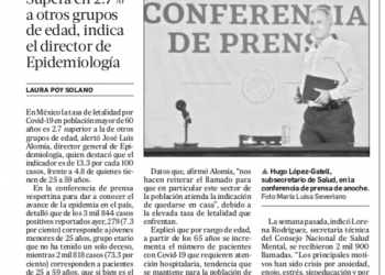Letalidad del COVID-19 en México es del 13% en adultos mayores