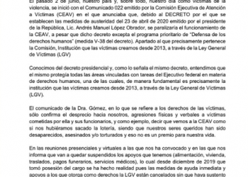 Víctimas y colectivos fijan postura sobre titular de la CEAV