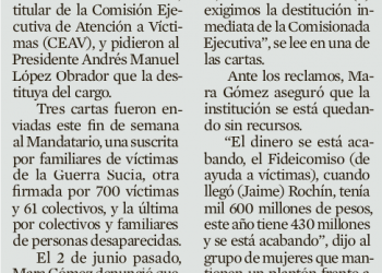 solicitan destitución del titular de la CEAV