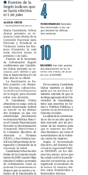 Candelaria Ochoa renuncia a la Conavim