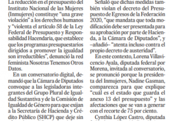 Es ilegal el recorte a INMUJERES: Nosotras tenemos otros datos