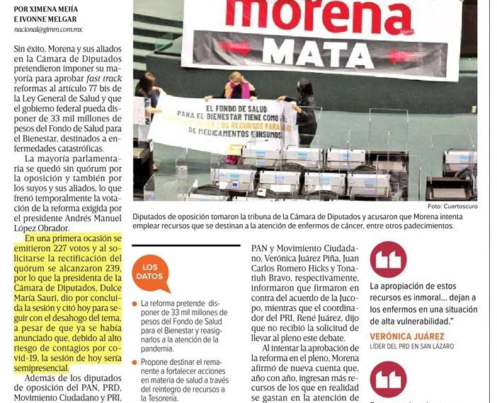 Falla otro intento por tomar fondo de salud; oposición revienta sesión en Cámara de Diputados