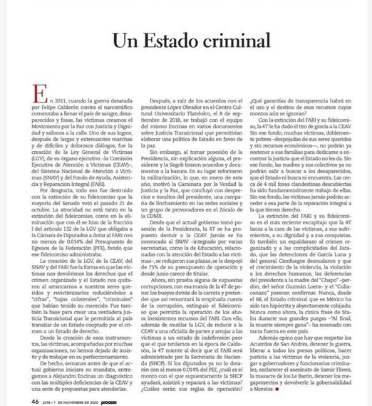 Un Estado Criminal: Javier Sicilia