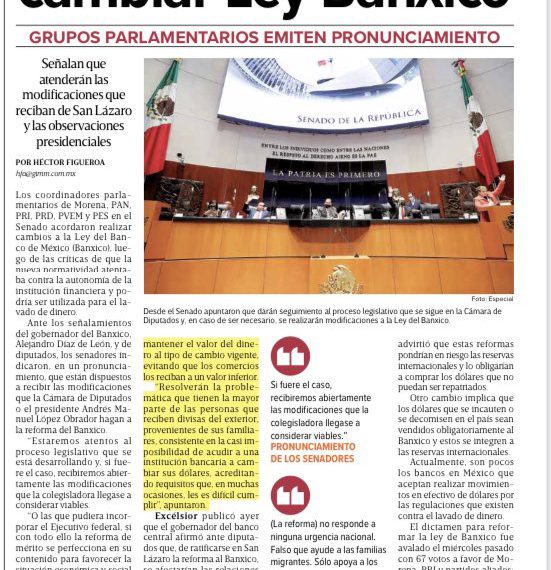 Senado, dispuesto a cambiar Ley Banxico