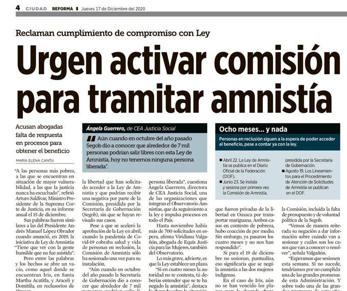 La Comisión de Amnistías no ha sesionado en 6 meses #AmnistíaYa