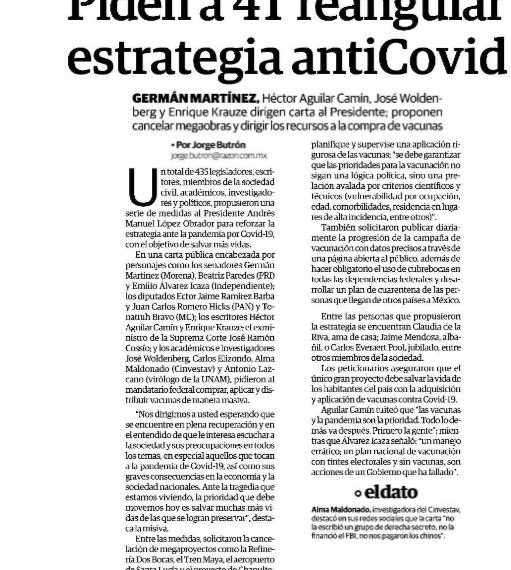 Piden a la 4T regular estrategia contra Covid