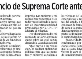 Reclaman silencio de Suprema Corte ante militarización