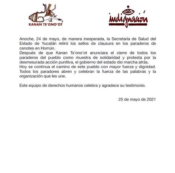 La Secretaría de Salud de Yucatán retiró los sellos de clausura en los paraderos de cenotes en Homún