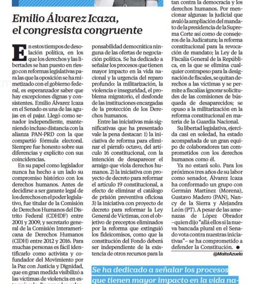 Emilio Álvarez Icaza, el congresista congruente