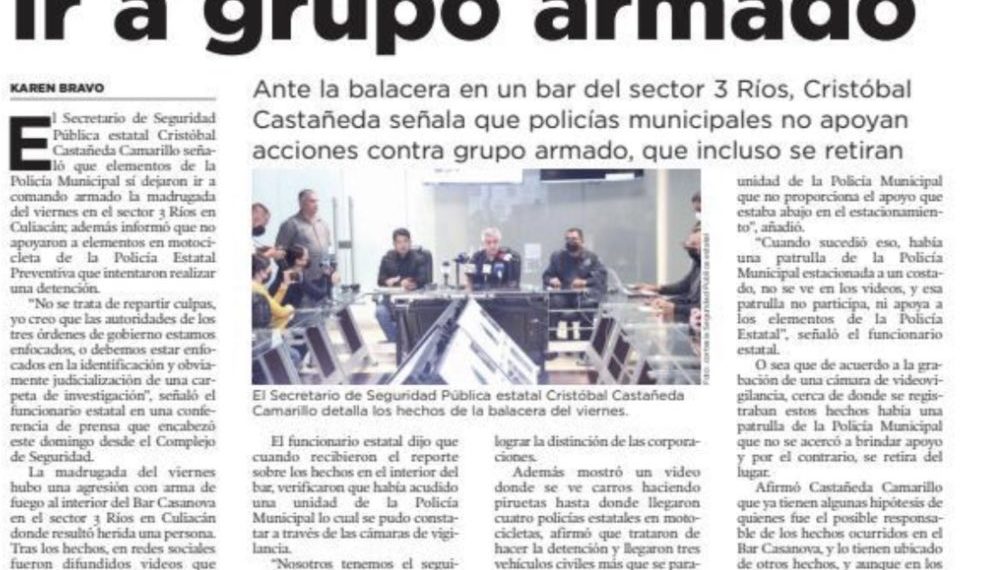 Municipales dejan ir a grupo armado