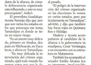 Alertan de intervención del crimen en comisios