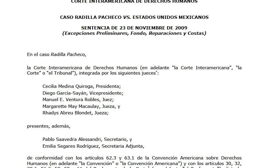 Corte Interamericana de Derechos Humanos Caso Radilla Pacheco vs Estados Unidos Mexicanos