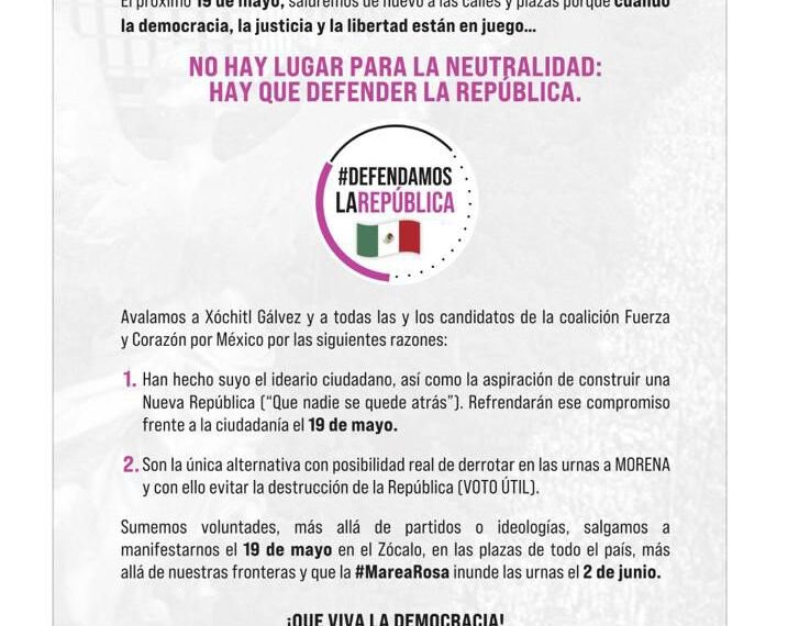 No hay lugar para la neutralidad. Tod@s al zócalo el 19 de mayo a las 10 horas